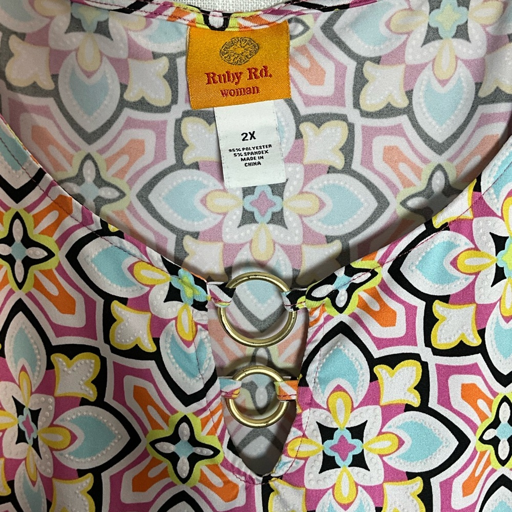 Ruby Rd. Blouse Size 2X Multicolor Geometric Prin… - image 2